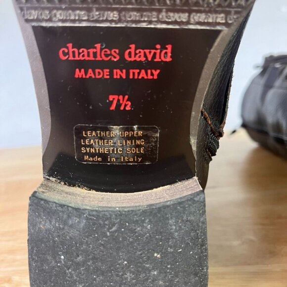 Charles David Regiment Zip & Lace Up Brown Military Combat Leather Boots Italy - Picture 7 of 15